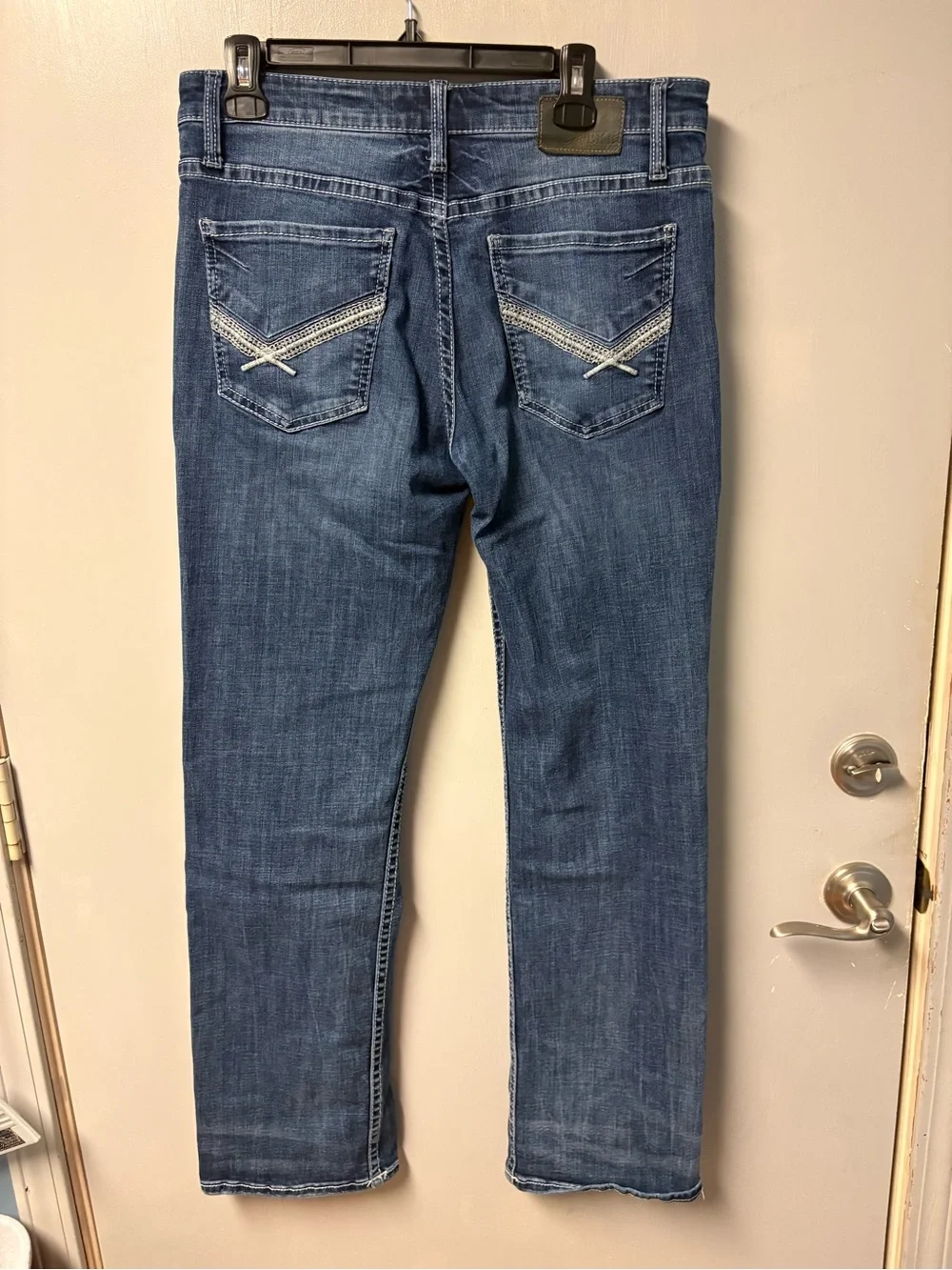 BKE Mens Mid-Blue Straight-Leg Jeans - size 34x34
